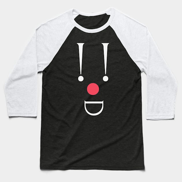 Clown, white exclamation marks and a red nose Baseball T-Shirt by PopArtyParty